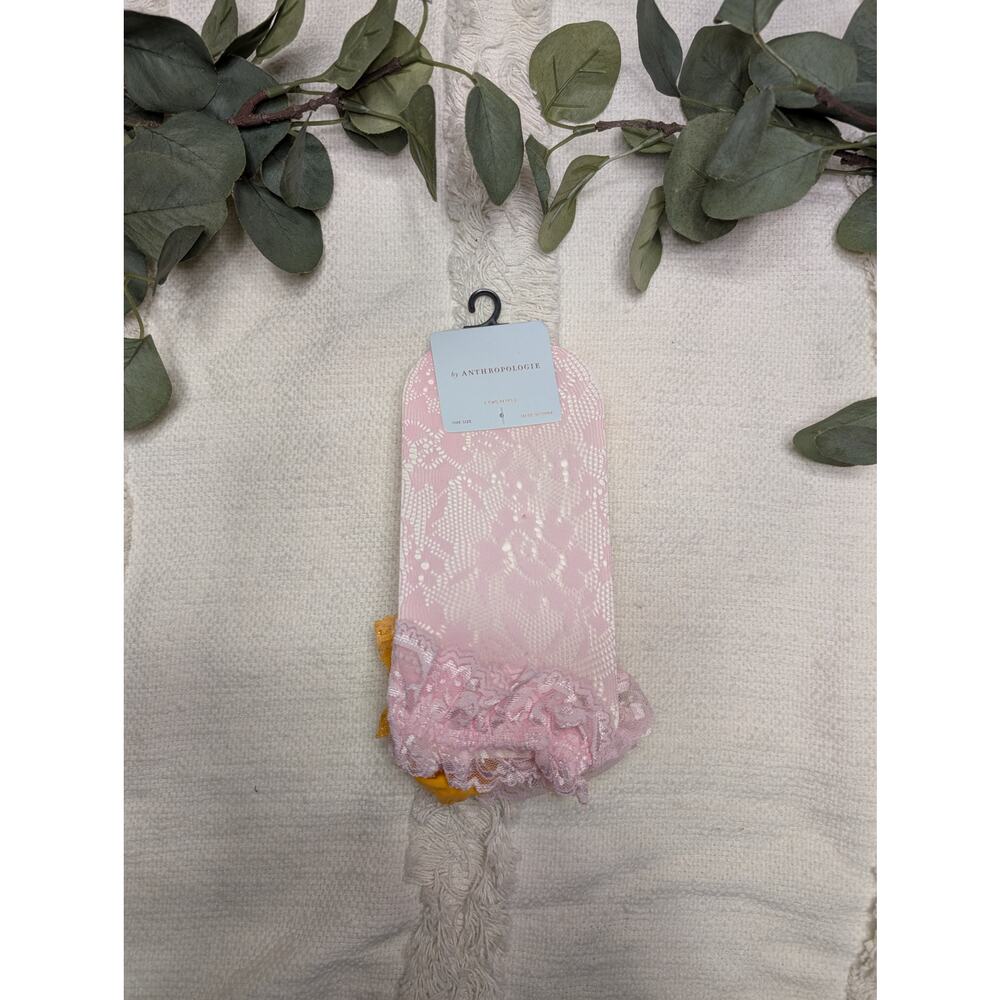 Anthropologie Lace Socks in Pink & Yellow